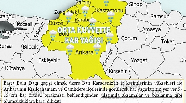 Meteoroloji'den kar ve buzlanma uyarısı
