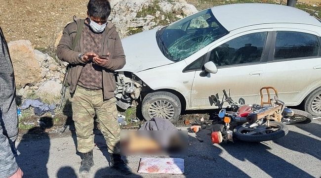 Motosiklet ile otomobil çarpıştı: 1 yaralı