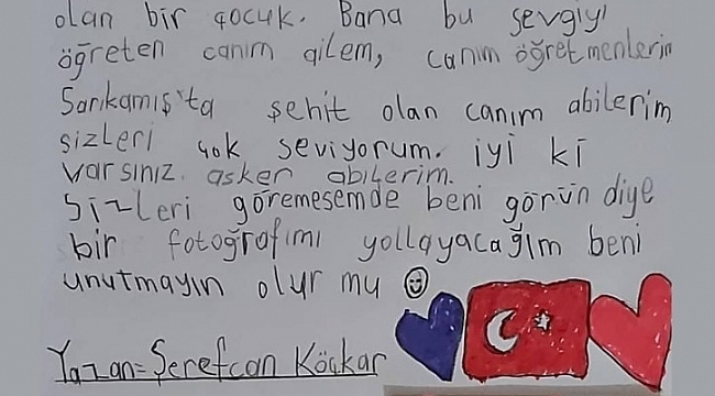 Otizmli Şerefcan'dan Sarıkamışa'a mektup var