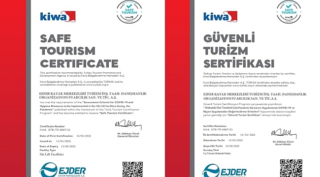 Palandöken'e 'Güvenli Turizm' Sertifikası