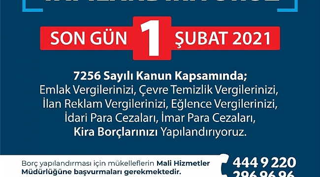 Pamukkale Belediyesi yapılandırma için son gün 1 Şubat olarak hatırlattı