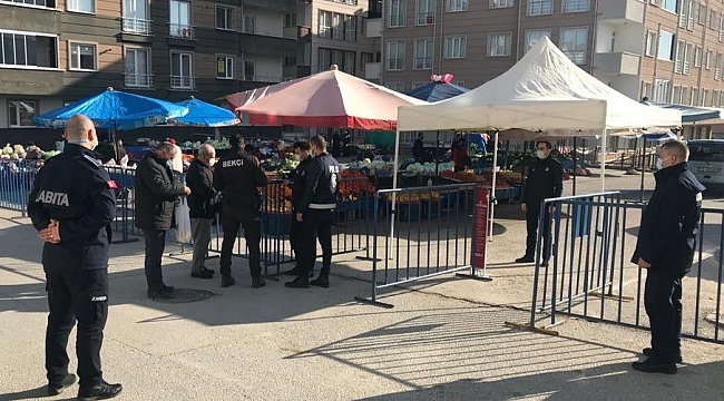 Pazar alanında salgınla mücadele denetimi yapıldı