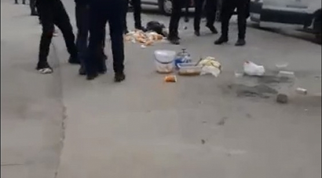 Pilav tezgâhına el konulan seyyar satıcı zabıta ekiplerine tüp fırlattı