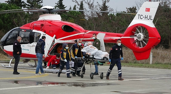 Samsun'da beyin kanaması geçiren hastanın yardımına ambulans helikopter yetişti