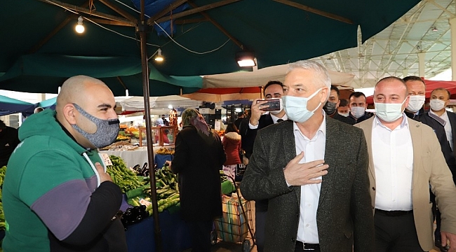 Saruhanlı'da pazarcı esnafından 2 ay sergi yeri ücreti alınmayacak