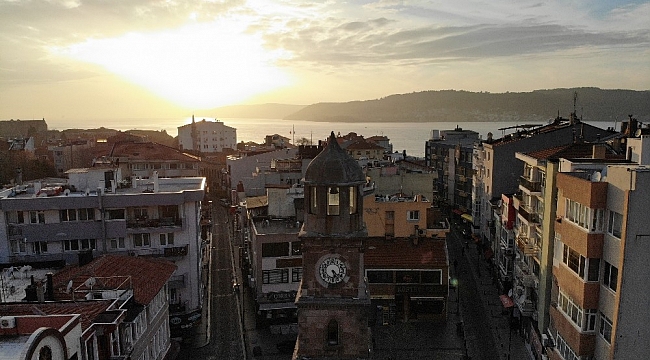 Sessizliğe bürünen Çanakkale havadan görüntülendi
