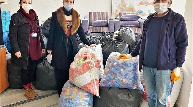 Süleymanpaşa'da 1 buçuk ton plastik kapak toplandı