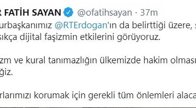 Ulaştırma Bakan Yardımcısı Sayan'dan dijital faşizmle mücadele açıklaması