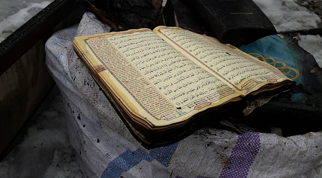 Yangında cami kullanılamaz hale geldi, Kur'an-ı Kerim yanmadı