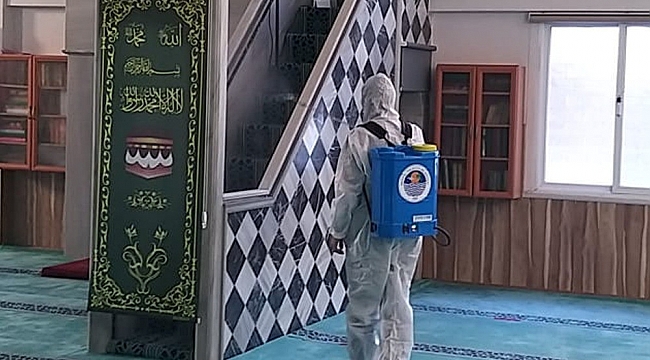 Yenişehir'de ibadethaneler ve ASM'ler dezenfekte ediliyor