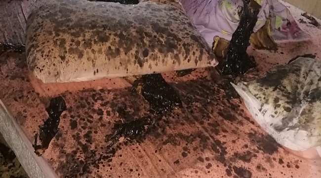 Yıldırım düşen evde yangın çıktı