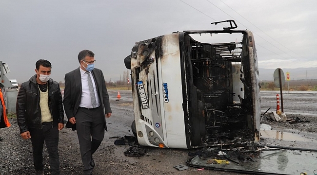 Alaşehir'de işçi servisi alevlere teslim oldu