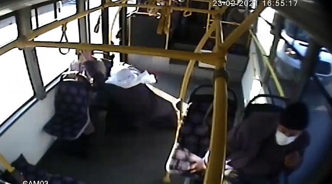 Ani firen yapan otobüste savrulup yere düşen yaşlı kadın yaralandı