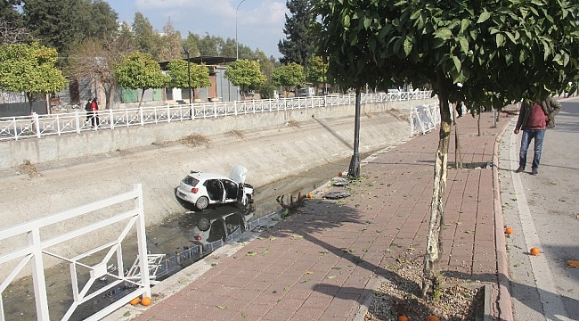 Aracıyla kanala düşen kadın yaralandı