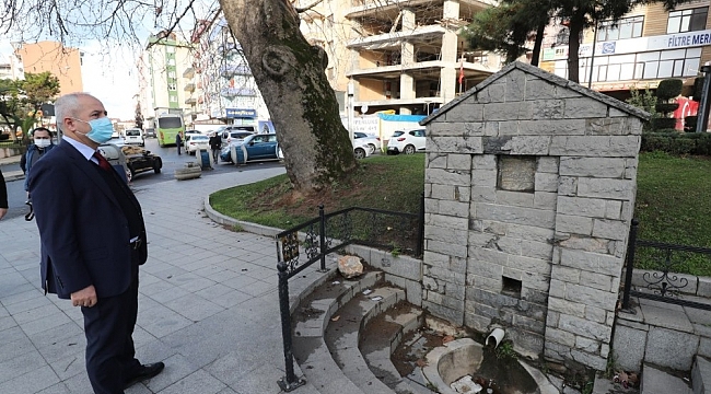 Başkan Büyükgöz, Çınaraltı Çeşmesi'nde incelemede bulundu