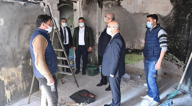 Başkan Kayda'dan evi yanan aileye ziyaret
