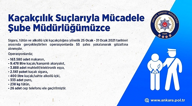 Başkent'te kaçak alkol ve tütüne geçit yok