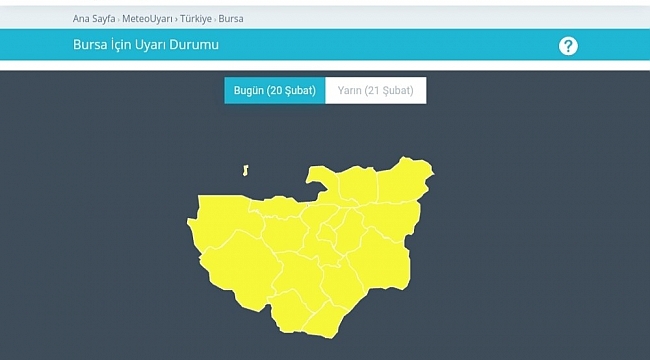 Bursa için sarı uyarı