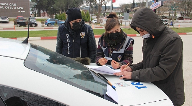 Çan'da sokağa çıkma kısıtlamalarında trafik denetimleri