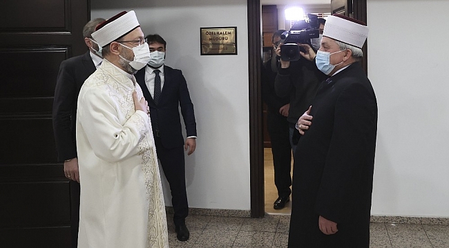 Diyanet İşleri Başkanı Erbaş, Kuzey Makedonya İslam Birliği Başkanı Fetahu'yu kabul etti