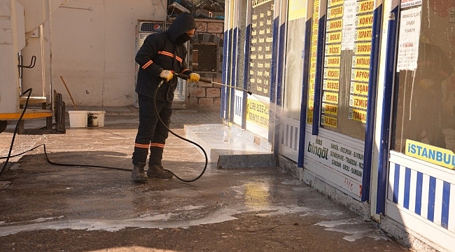 Ergani otogarında dezenfekte çalışmaları