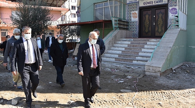 Güneş Camisinde çevre düzenlemesi başladı