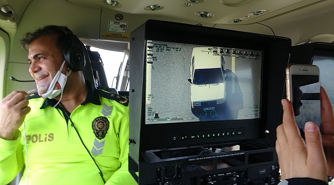 Hatay'da helikopterli trafik denetimi