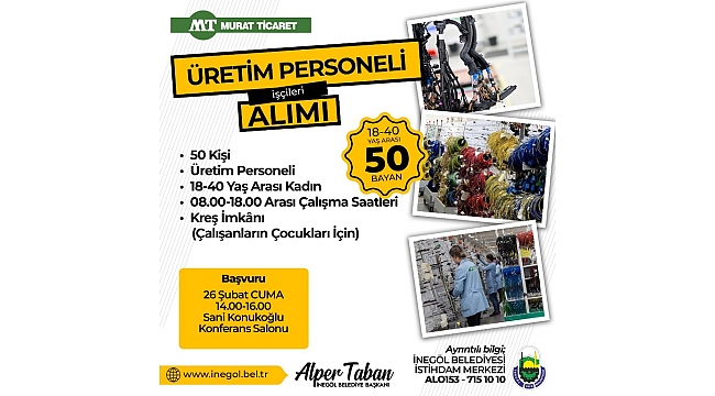İstihdam merkezi aracılığı ile 50 bayan personel alınacak
