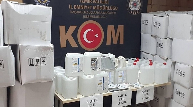 İzmir'de 33 bin litreden fazla sahte alkol ele geçirildi
