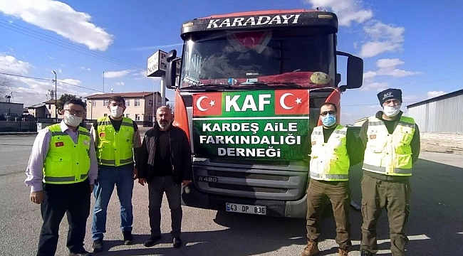 KAF Derneği Gönüllülerinden İdlip'e insani yardım tırı yolu çıktı