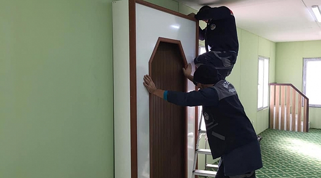 Körfez'de yeni mescidin iç tefrişatı tamamlandı
