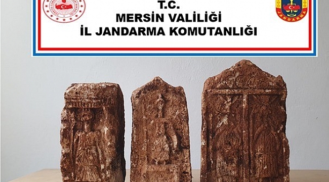 Mersin'de 3 kabartmalı taş ele geçirildi