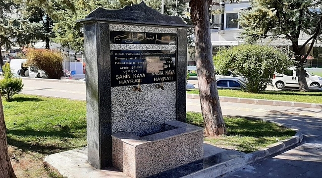 Nikah kıydıkları salonun önüne şehit eşinin adına çeşme yaptırdı