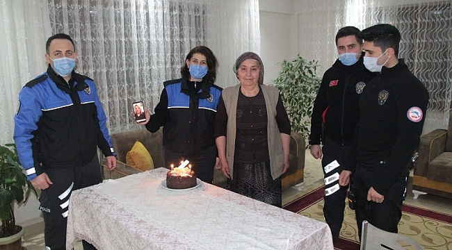 Polislerden Fethiye teyzeye doğum günü sürprizi
