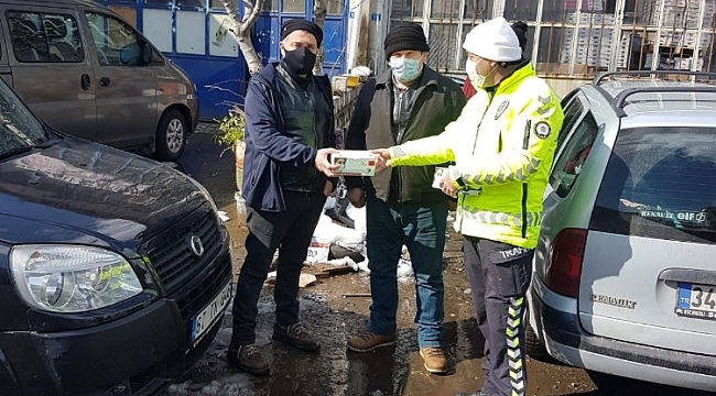 Sanayi esnafına maske dağıtıldı