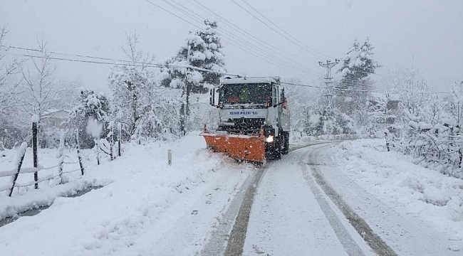 Terme'de yoğun kar mesaisi