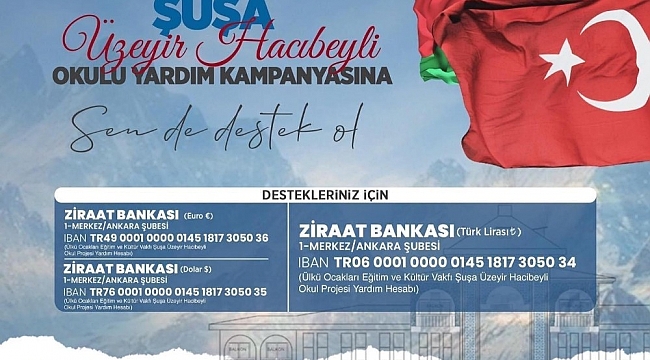 Ülkü Ocakları'mdan kardeş ülke Azerbaycan'daki okul projesi için yardım kampanyası