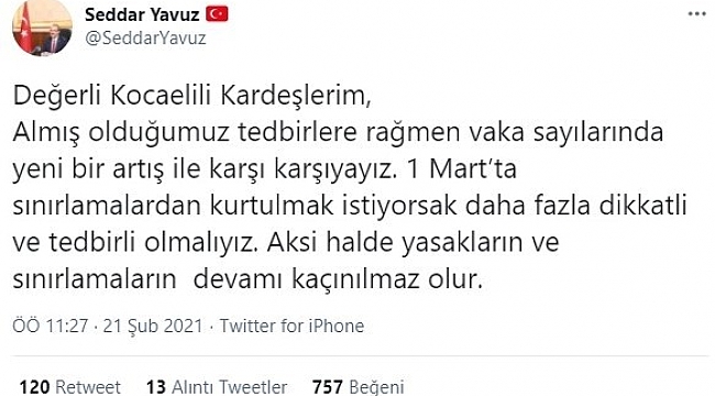 Vaka sayısının arttığı ilde vali sosyal medyadan vatandaşları uyardı: