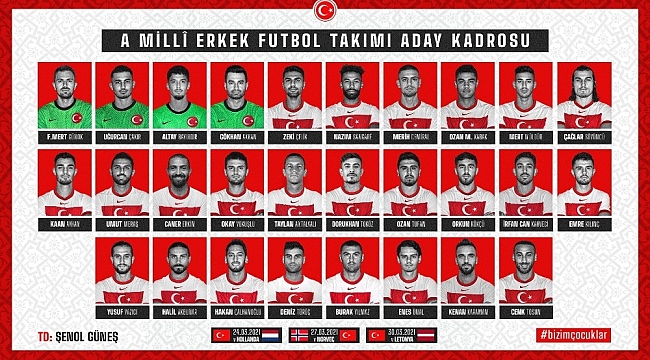 A Milli Futbol Takımı'nın Hollanda, Norveç ve Letonya maçları aday kadrosu açıklandı