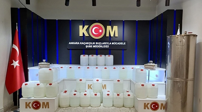 Ankara'daki kaçak alkol operasyonunda bin 300 litre etil alkol ele geçirildi