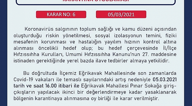 Artan vaka sayıları karantinayı beraberinde getirdi