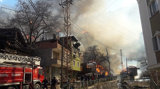 Artvin'in Yusufeli ilçesi Dereiçi köyünde yangın