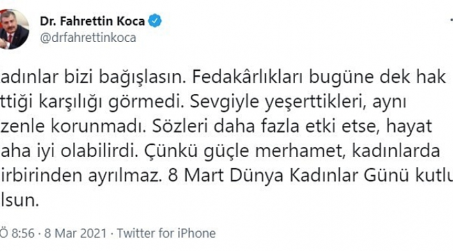 Bakan Koca'dan 8 Mart Dünya Kadınlar Günü paylaşımı