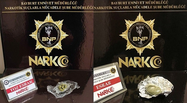 Bayburt'ta bir miktar toz esrar maddesi ele geçirildi