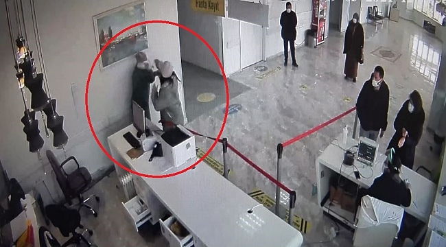 Hastanede sağlık çalışanına saldırı anı güvenlik kamerasında