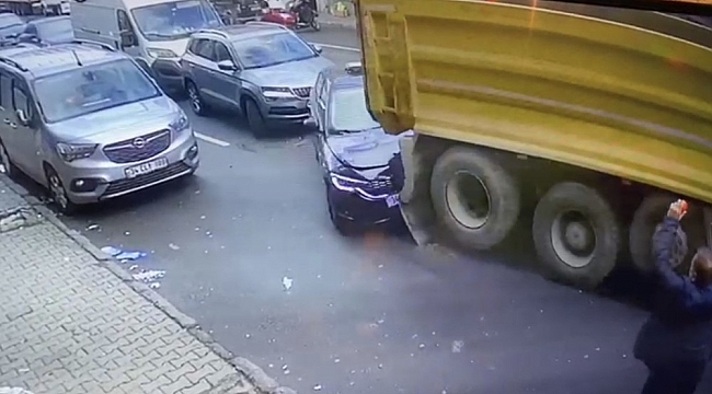 İstanbul'da hafriyat kamyonu dehşeti kamerada