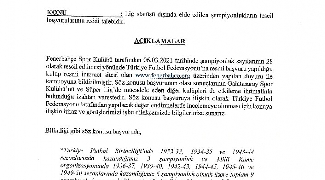 İşte Galatasaray'ın TFF'ye gönderdiği dilekçe!