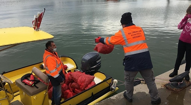Kaçak avlanan 700 kilo akivades denize iade edildi