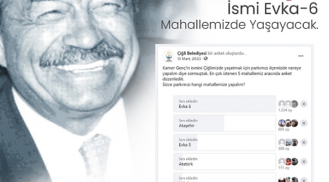 Kamer Genç'in ismi Evka-6 Mahallesi'nde yaşayacak