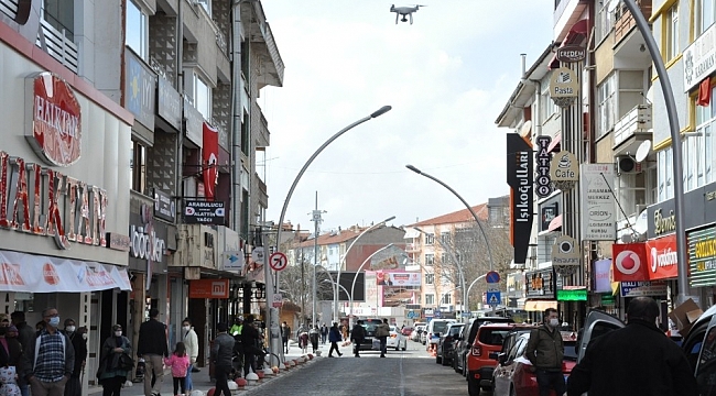 Karaman polisinden drone ile korona virüs denetimi